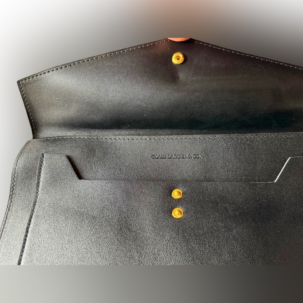 NEW Glass Ladder & Co Megan Black Vegan Leather Portfolio Organizer | Dustcover - Picture 2 of 16